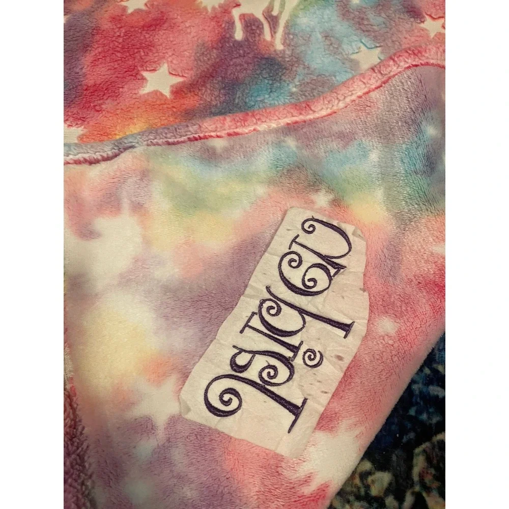 Unicorn Glow in the Dark Rainbow Tie Dye Plush Throw Blanket Jaiden Personalized